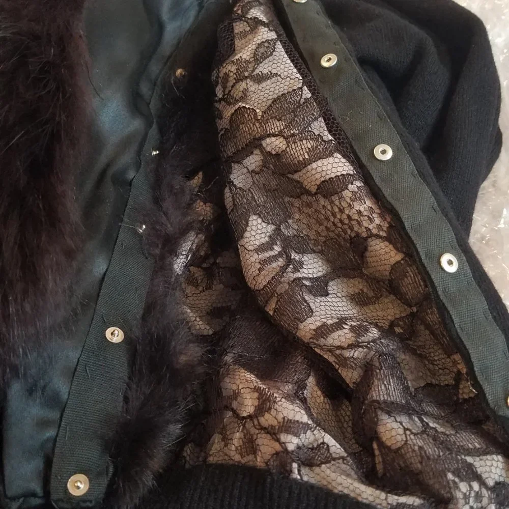 Vintage RARE Harel Fox Fur Collar Cashmere Sweater Size Medium - Picture 4 of 12